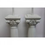 Pair of Wood Column Lamps