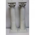 Pair of Wood Column Lamps