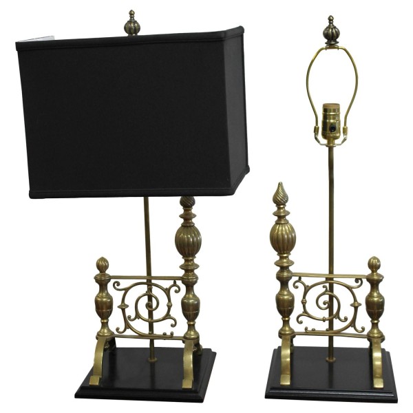 Custom Pair of English Fire Dog Lamps circa 1950s