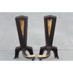 Pair of Brass Andirons Attributed to Donald Deskey