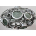 Custom Modernist Glass and Steel Lamp