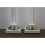 Glass Empire Column Lamps on Marble Bases
