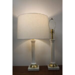 Glass Empire Column Lamps on Marble Bases
