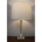 Glass Empire Column Lamps on Marble Bases