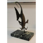 Bronze Fish Sculpture on Marble Base by G. TATE