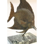Bronze Fish Sculpture on Marble Base by G. TATE