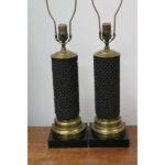 Pair of Wallpaper Print Roller Lamps