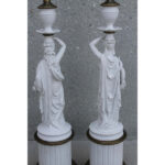 Pair of Porcelain Goddess Lamps, Demeter and Iris