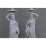 Pair of Porcelain Goddess Lamps, Demeter and Iris