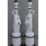 Pair of Porcelain Goddess Lamps, Demeter and Iris