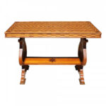 Parquetry Table with Harp/Lyre Supports