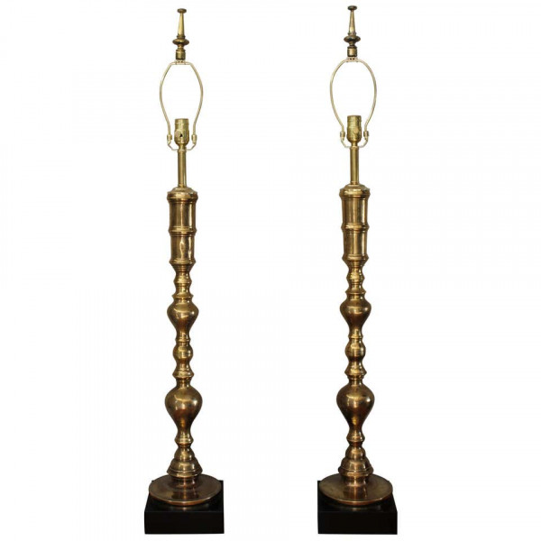 Pair of Custom Moroccan Brass Lamps