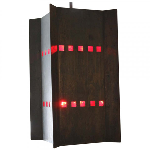 Copper and Red Glass Chandelier