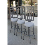 Three Custom Futuristic Swivel Barstools