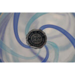 Pair of Fratelli Toso Murano Blue Aqua Stripe Ribbons Italian Art Glass Decanter