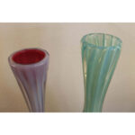 Pair of Murano Cranberry, Turquoise and Opaque Vases