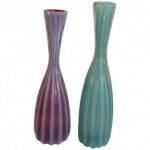 Pair of Murano Cranberry, Turquoise and Opaque Vases