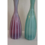 Pair of Murano Cranberry, Turquoise and Opaque Vases