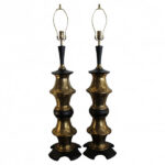 Monumental Pair of Brass Moroccan Style Lamps