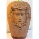 Stoneware Lamp with Gothic Face