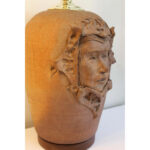 Stoneware Lamp with Gothic Face