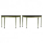 Pair of Maitland Smith Demilunes, Hand Painted Faux Finish