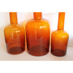 Three Amber Bottles by Otto Bauer for Holmegaard, Denmark