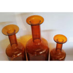 Three Amber Bottles by Otto Bauer for Holmegaard, Denmark