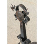 Monumental Pair of Forged Iron Spanish Revival Andirons