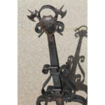 Monumental Pair of Forged Iron Spanish Revival Andirons