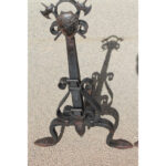 Monumental Pair of Forged Iron Spanish Revival Andirons