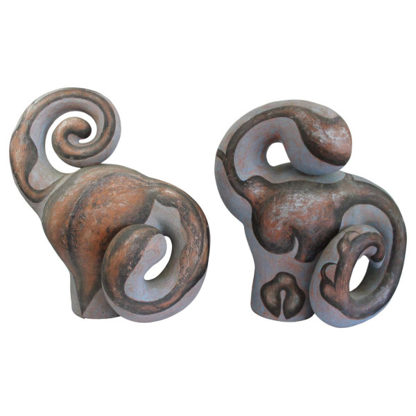 Pair of Ceramic Abstract Sculptures