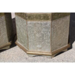 Pair of Octagonal Pedestals with Applied Brass and Tin RepoussÃ© Panels