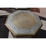 Pair of Octagonal Pedestals with Applied Brass and Tin RepoussÃ© Panels