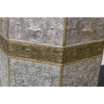 Pair of Octagonal Pedestals with Applied Brass and Tin RepoussÃ© Panels