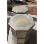 Pair of Octagonal Pedestals with Applied Brass and Tin RepoussÃ© Panels