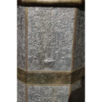Pair of Octagonal Pedestals with Applied Brass and Tin RepoussÃ© Panels