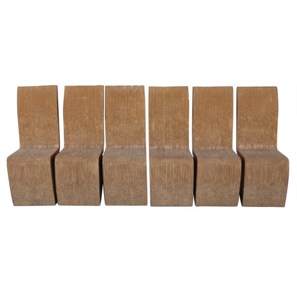 Six Corrugated Chairs Attributed to Frank Gehry