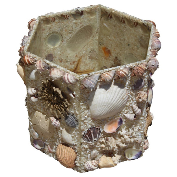Hexagon Nautical Seashell Basket circa 1960s
