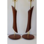 Pair of Lathe Cut Walnut Lamps