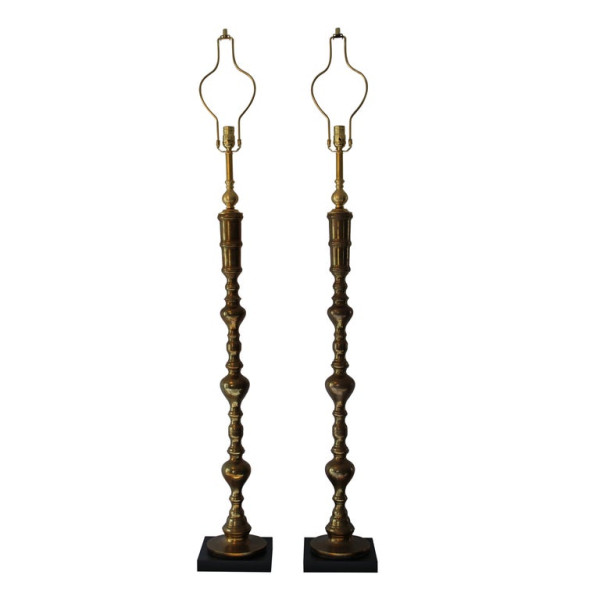 Pair of Custom Moroccan Brass Lamps