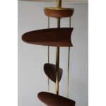 Sculptural Wood and Brass Lamp attributed to Leo Amino