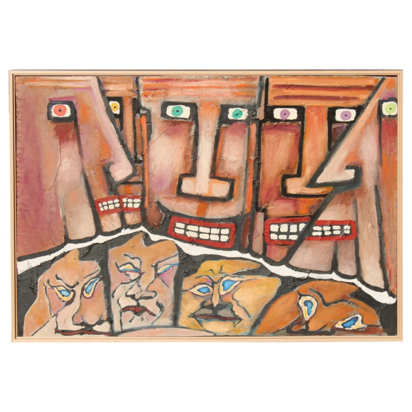 Outsider Painting of Abstract Faces by Peter L. Sword