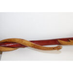 Folk Art Carved Walking Cane, Snakes and Fish