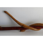Folk Art Carved Walking Cane, Snakes and Fish