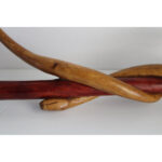 Folk Art Carved Walking Cane, Snakes and Fish