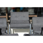 Set of Six Chrome and Fabric Barstools by Jerry Johnson