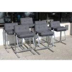 Set of Six Chrome and Fabric Barstools by Jerry Johnson