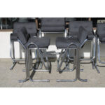 Set of Six Chrome and Fabric Barstools by Jerry Johnson