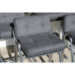 Set of Six Chrome and Fabric Barstools by Jerry Johnson